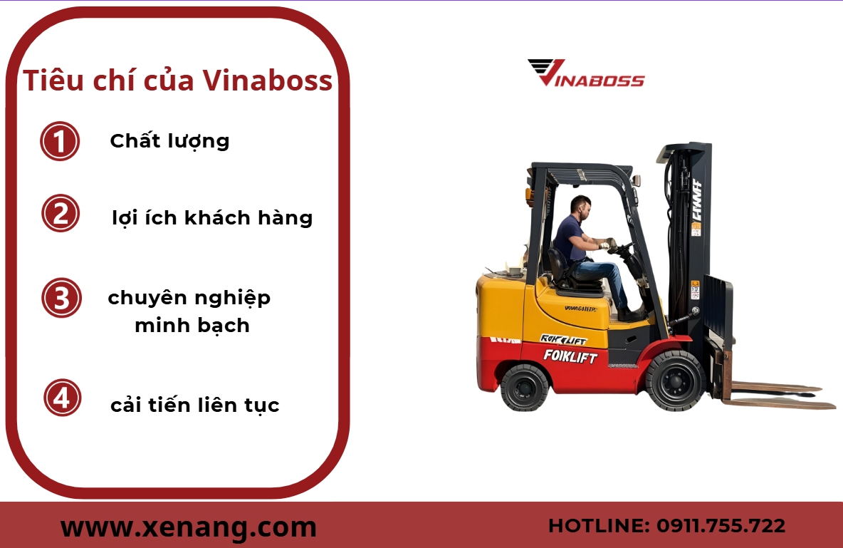Tiêu chí của Vinaboss trong dịch vụ sửa xe nâng tại Bến Tre