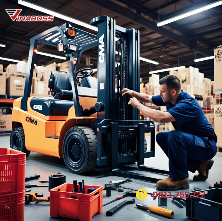 sửa chữa xe nâng, thay xích, vệ sinh xe nâng