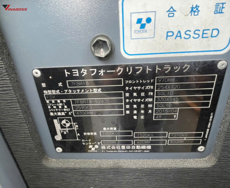 Xe Nâng Điện Đứng Lái 1.800kg TOYOTA 7FBR18